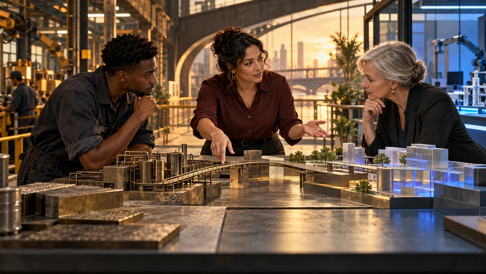 Professionals connecting ideas across people, operations, and technology