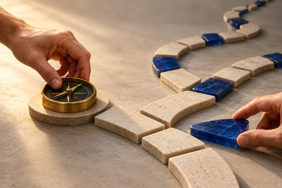 An adult learner moving from guided instruction toward self-directed learning