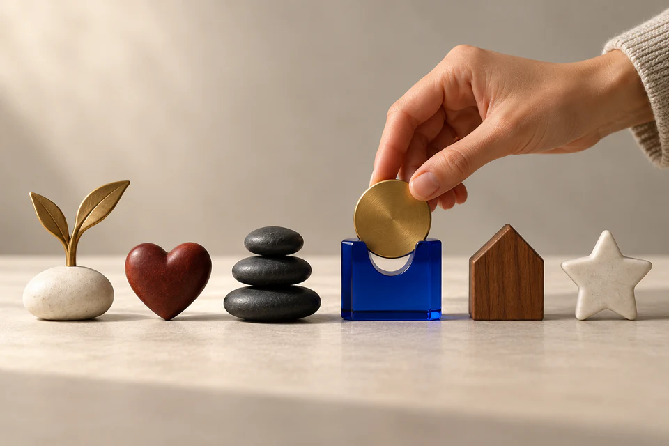Several distinct recognition symbols reflecting employee preferences